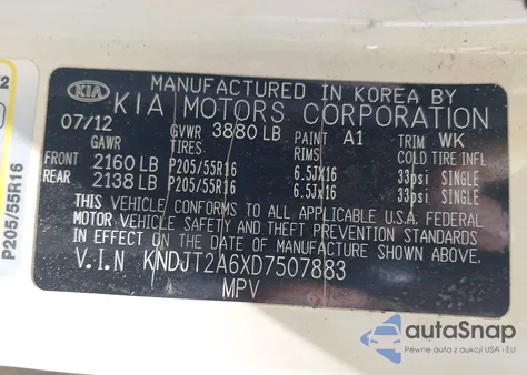 2013 Kia Soul + из США, поврежденный, VIN KNDJT2A6XD7507883